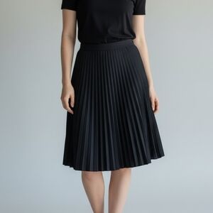 Knitted Liz Claiborne Charcoal Gray Pleated A-line Skirt